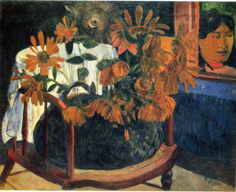 Natura mortă cu floarea soarelui pe un fotoliu   Paul Gauguin