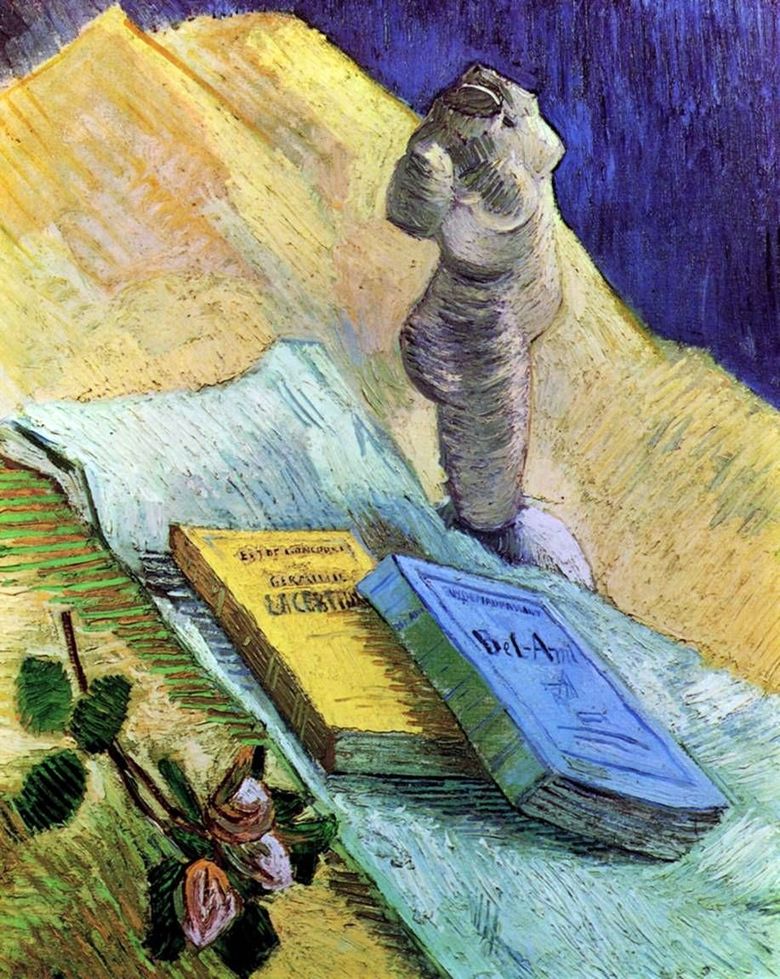 Natura mortă cu o figurină din ipsos, un trandafir și două romanțe   Vincent Van Gogh
