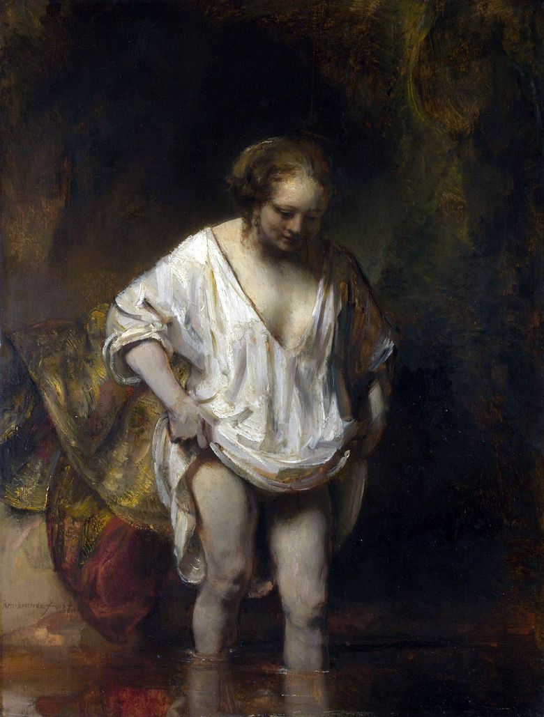 O femeie care face baie (Hendrickier care intră în râu)   Rembrandt Harmenszoon Van Rijn