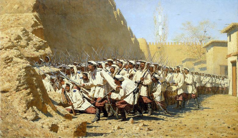 La zidul cetății. Lasă le să intre   Vasily Vereshchagin