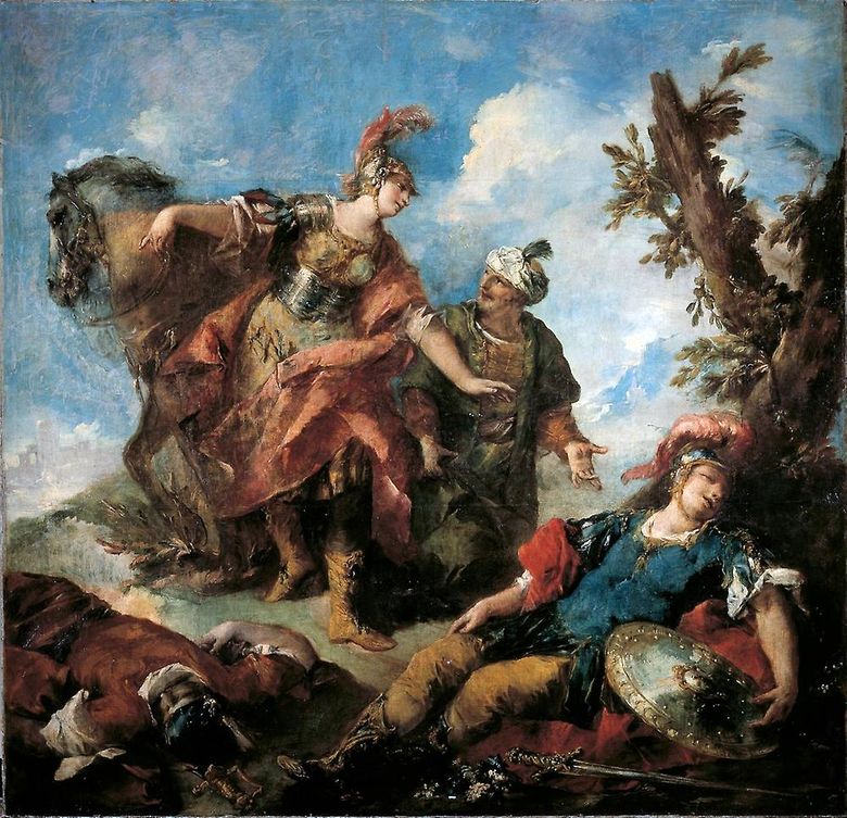 Herminia și Vafrin găsesc răniți pe Tancred   Giovanni Antonio Guardi